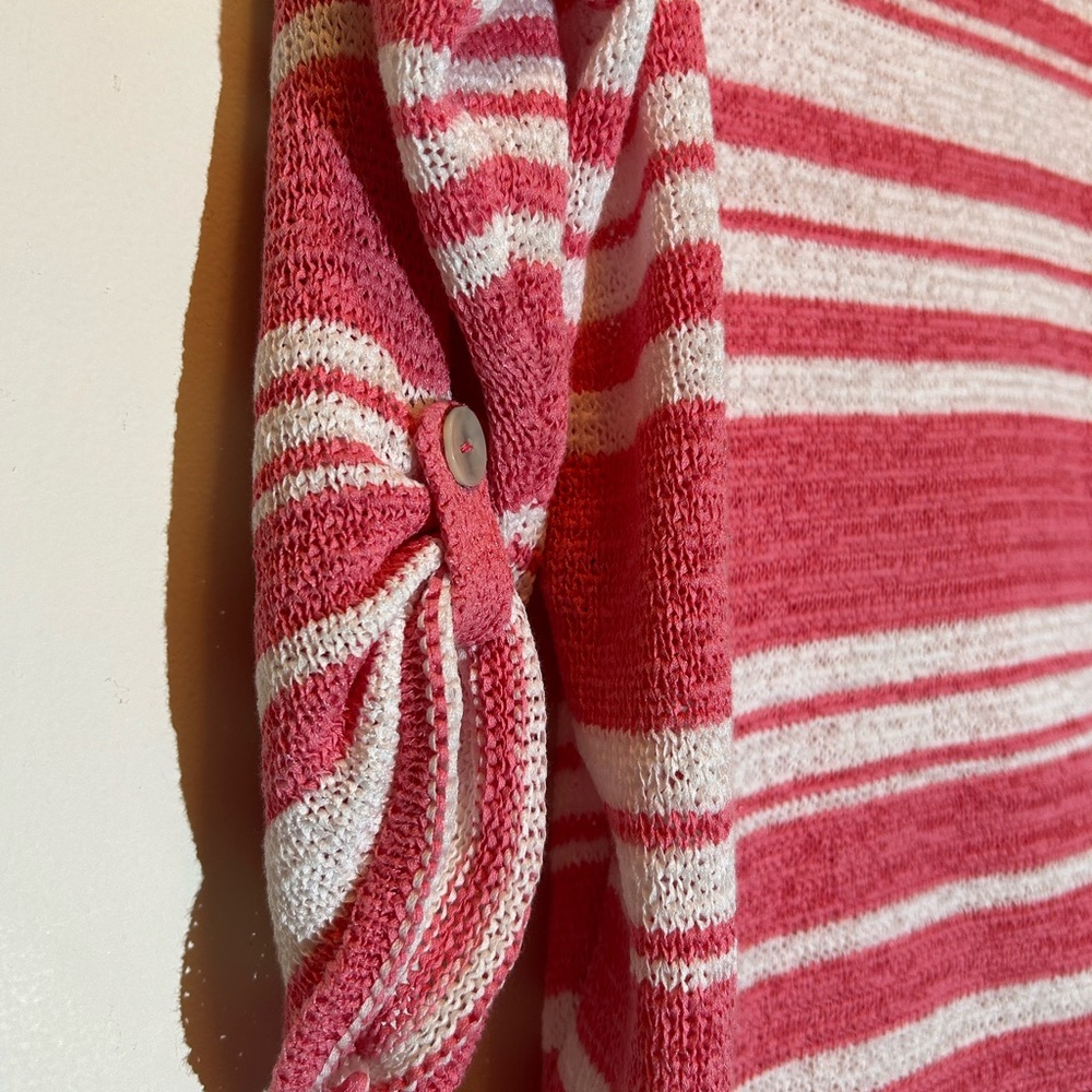 Chico's Pink and White Chevron Sweater - Picture 4 of 8